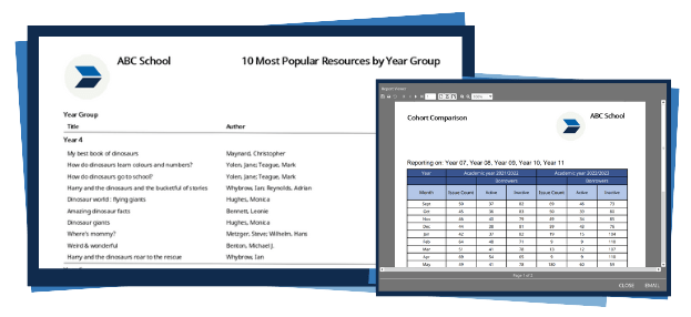 A Screen shot showing the reports available in Accessit  