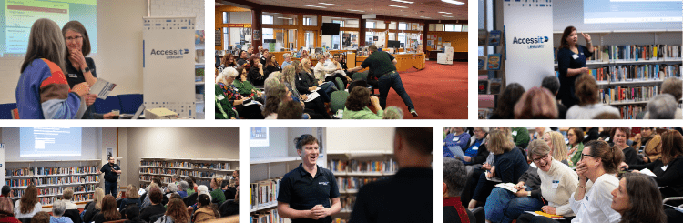 A collage of our Accessit support team and customers